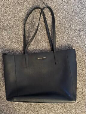Michael Kors Black Zip-Top Tote Bag with Interior Pockets